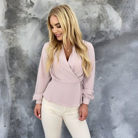 Dainty Hooligan Tops - NWT Dainty Hooligan Smooth Talker Blush Wrap Blouse LARGE